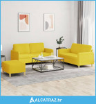 3-dijelni set sofa s jastucima svjetložuti od tkanine - NOVO