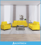 3-dijelni set sofa s jastucima svjetložuti od tkanine - NOVO