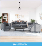 3-dijelni set sofa s jastucima tamnosivi baršunasti - NOVO