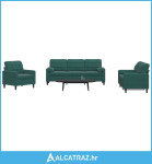 3-dijelni set sofa s jastucima tamnozeleni baršunasti - NOVO