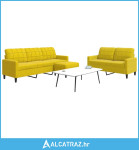 3-dijelni set sofa s jastucima žuti baršunasti - NOVO