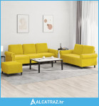 3-dijelni set sofa s jastucima žuti baršunasti - NOVO