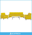 3-dijelni set sofa s jastucima žuti baršunasti - NOVO