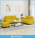 3-dijelni set sofa s jastucima žuti baršunasti - NOVO