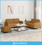 3-dijelni set sofa smeđi baršunasti - NOVO