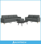 3-dijelni set sofa s tabureom tamnosivi od tkanine - NOVO
