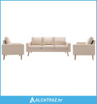 3-dijelni set sofa od tkanine krem - NOVO