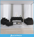 4-dijelni set sofa s jastucima crni baršunasti - NOVO