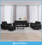 4-dijelni set sofa s jastucima crni baršunasti - NOVO