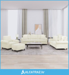 4-dijelni set sofa s jastucima, krem baršun - NOVO