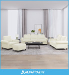 4-dijelni set sofa s jastucima krem baršunasti - NOVO