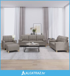 4-dijelni set sofa s jastucima smeđesivi od tkanine - NOVO