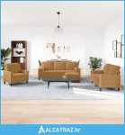 4-dijelni set sofa s jastucima smeđi baršunasti - NOVO