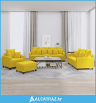 4-dijelni set sofa s jastucima žuti baršunasti - NOVO