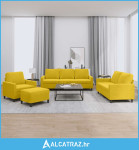 4-dijelni set sofa s jastucima žuti baršunasti - NOVO