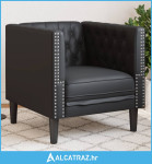 Chesterfield kauč fotelja crna umjetna koža - NOVO