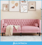 Chesterfield sofa s jastucima za 2 osobe, ružičasti baršun - NOVO