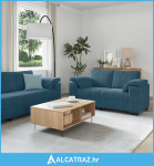 Dvodijelni set sofa s jastucima, plavi baršun - NOVO