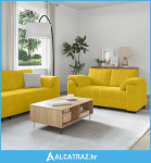 Dvodijelni set sofa s jastucima, žuti baršun - NOVO