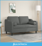 Dvosjed s ukrasnim jastucima tamnosivi 120 cm od tkanine - NOVO