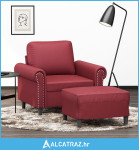 Fotelja s tabureom crvena boja vina 60 cm od umjetne kože - NOVO