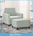 Fotelja s tabureom svjetlosiva 60 cm baršunasta - NOVO