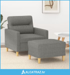 Fotelja s tabureom tamnosiva 60 cm od tkanine - NOVO