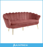 Luksuzna sofa, trosjed, tkanina od ružičastog baršuna/krom zlatna, Art