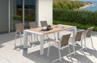Premium vrtni set teak/aluminij – stol + 6 stolica NOVO
