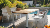 NOVO Premium vrtni set teak – stol + 6 stolica