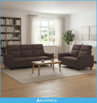 Set sofe 2 pcs Tamno smeđa Tkanina - NOVO
