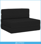 Sk foldajući kauč na krevet Crna 190 x 70 x 15 cm tkanina - NOVO