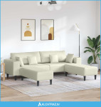 Sofa 3 pcs Krema 250 x 188 x 76 cm Baršun - NOVO
