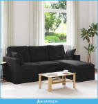 Sofa Crna 198 x 134 x 80 cm Baršun - NOVO