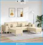 Sofa s jastukom 3 pcs Krema tkanina - NOVO