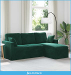 Sofa Tamnozelena 198 x 134 x 80 cm Baršun - NOVO
