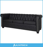 Trosjed Chesterfield od umjetne kože crni - NOVO