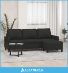 Trosjed s tabureom crni 180 cm od tkanine - NOVO