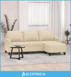 Trosjed s tabureom krem 180 cm od tkanine - NOVO