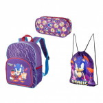 Dječji set za školu Sonic the Hedgehog, 3 dijela.Ruksak, torba,pernica