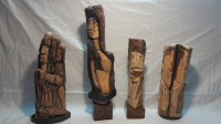 Komplet starih unikatnih drvenih skulptura sa potpisom