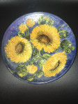 Oslikani umjetnički tanjur - cvjetni motiv - promjer 23cm