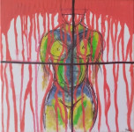 akt u crvenom tonu - ulje na platnu