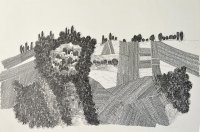Ante Kuduz "Pejzaž" crtež tušem 80x100cm iz 1984. godine