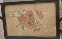 Antikna slika na svili,  prekrasno cvijeće
