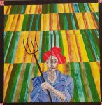 Boris Bućan "Muškarac s vilama" akril-flomaster 210 x 200 cm