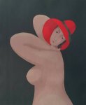 Branko Bahunek "S crvenim šeširom" svilotisak serigrafija 60x50cm