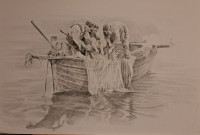 Crtež u olovci Ribari