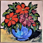 cvijeće u vazi - slika u emajlu