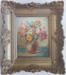 cvijeće u vazi - ulje na kartonu